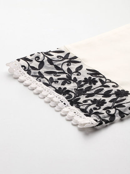 Floral Embroidered Panelled Beads and Stones Kurta with Trousers