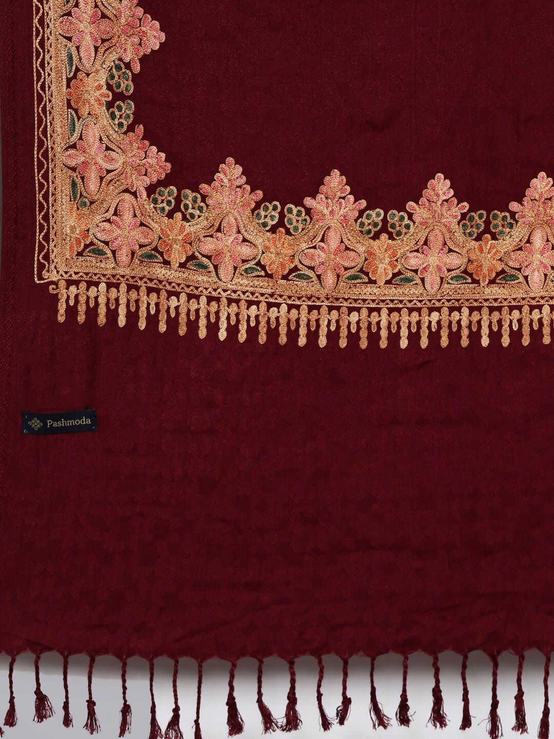 Dhiyona PA Women Maroon Embroidered Shawl