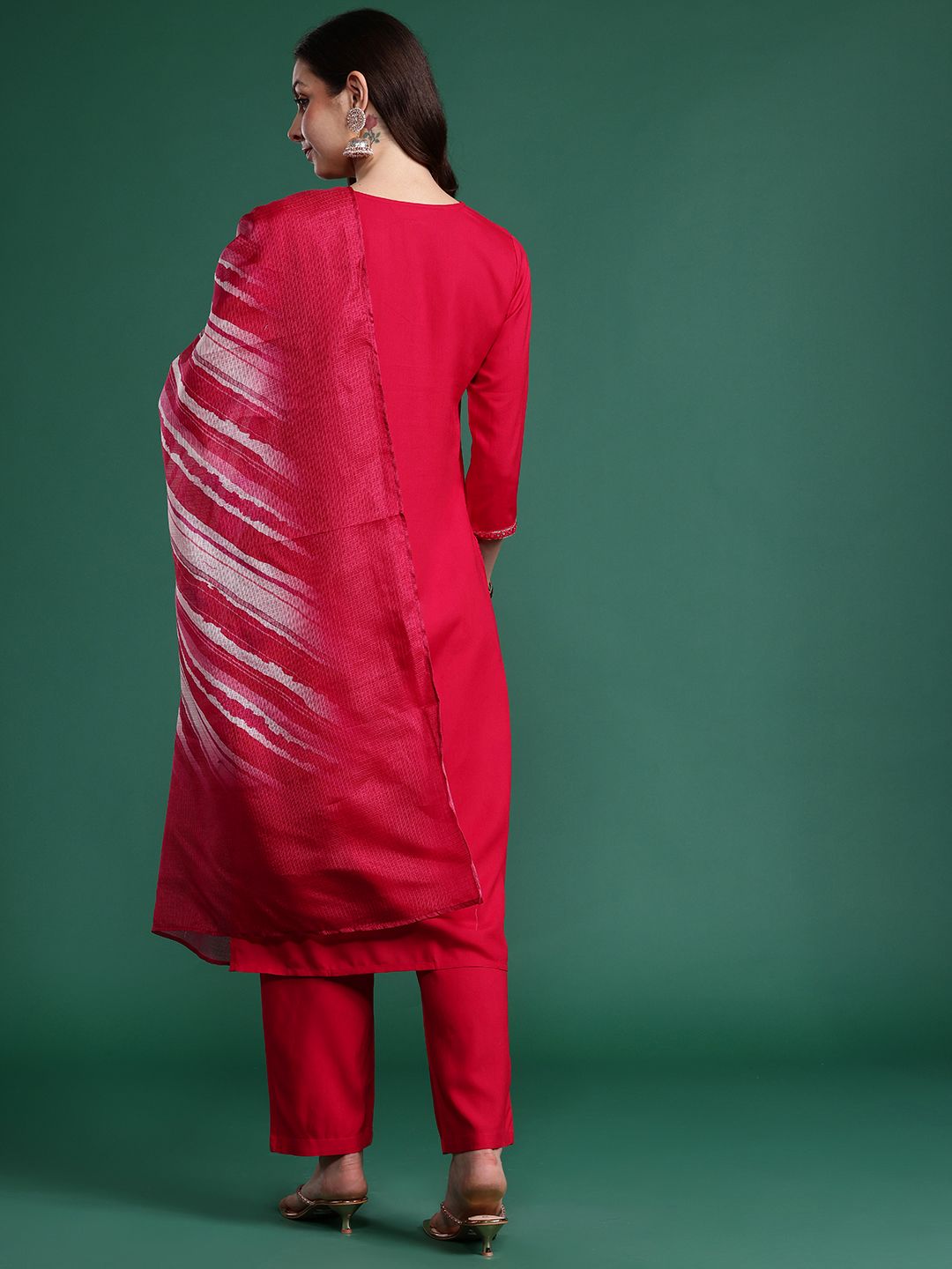 Floral Embroidered Regular Kurta with Trousers & Dupatta