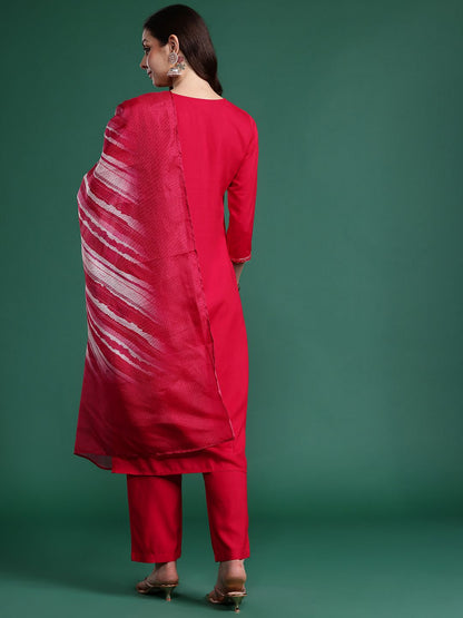 Floral Embroidered Regular Kurta with Trousers & Dupatta