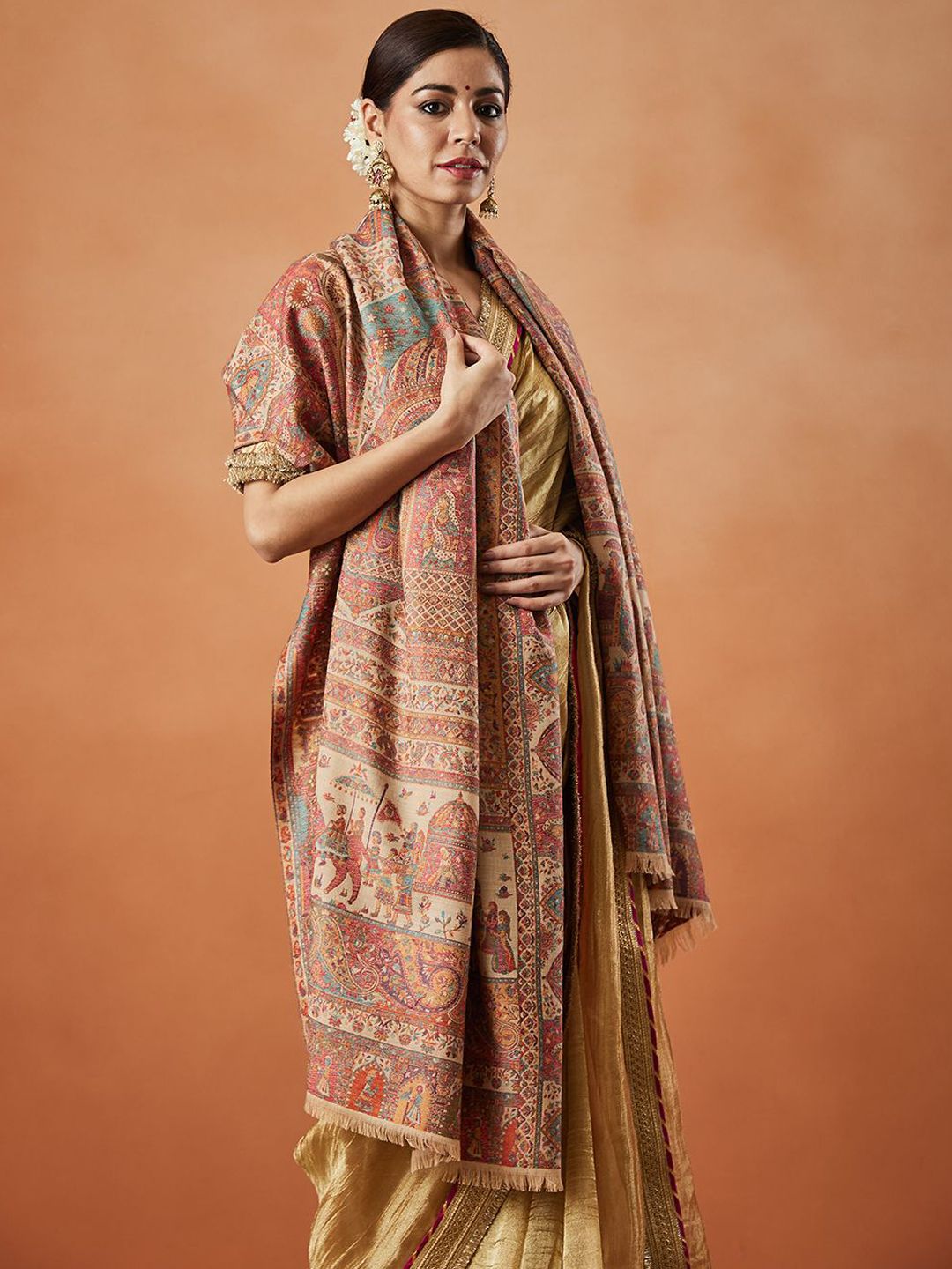 Dhiyona PA Ethnic Motifs Woven Design Shawl