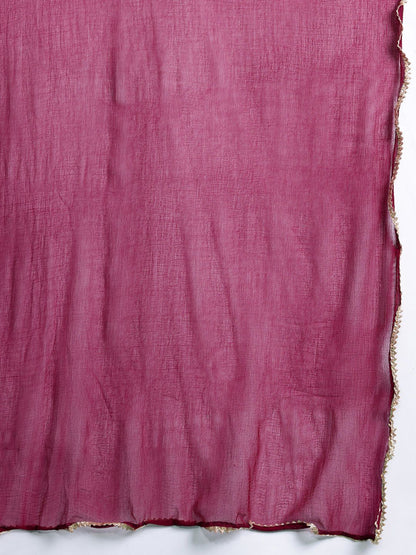 Bandhani Printed Zari Panelled Silk Chiffon Kurta with Trousers & With Dupatta