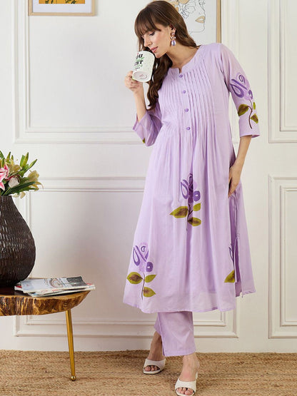 Dhiyona IE Printed Pure Cotton A-Line Tunic With Trousers Co-Ords