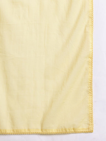 Floral Embroidered Pure Cotton Kurta with Trousers & Dupatta