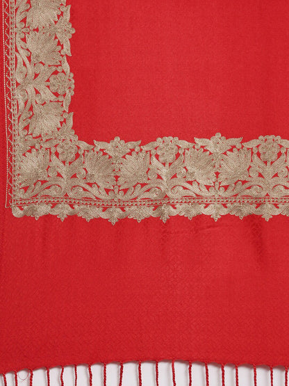 Dhiyona PA Women Red Aari Embroidered Shawl