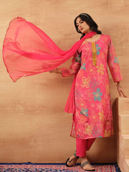 Dhiyona IS Women's Women Printed Kurta with Trousers & Dupatta