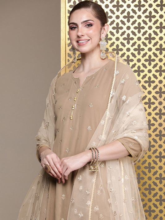 Dhiyona PD Women Jashn Ethnic Motifs Embroidered Sequinned Kurta with Churidar & Dupatta