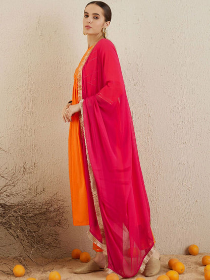 Dhiyona IE V Neck Empire Gotta Patti Pure Cotton Kurta Set