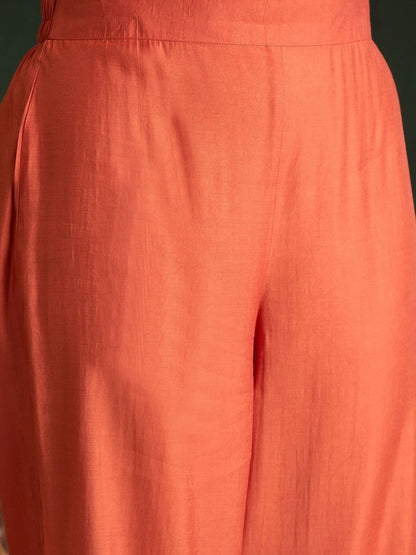 Dhiyona IE Ethnic Motifs Embroidered Gotta Patti Straight Kurta With Trousers & Dupatta