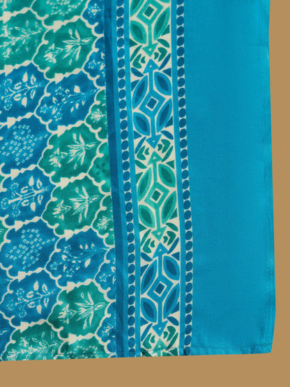 Dhiyona IE Printed Regular Thread Work Pure Cotton Straight Kurta with Trousers & Dupatta