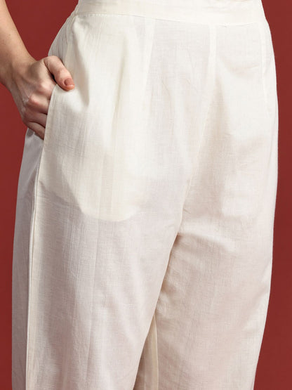 Dhiyona IE Floral Embroidered Thread Work Pure Cotton Kurta with Trousers & Dupatta