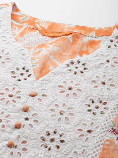 Dhiyona IE Floral Printed Pure Cotton Kurta with Trousers & Dupatta