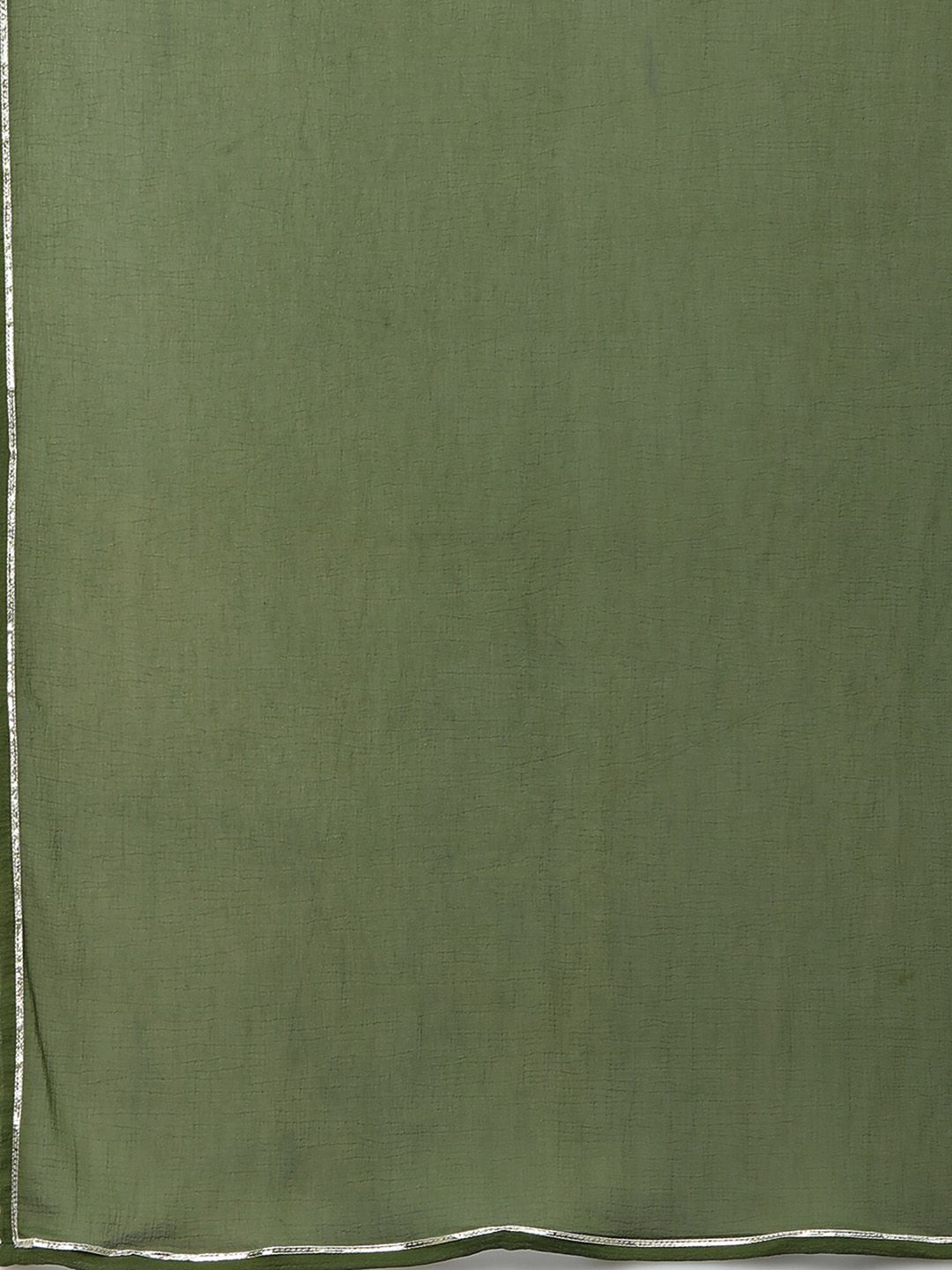 Women Green Bandhani Printed Regular Thread Work Kurta with Sharara & With Dupatta