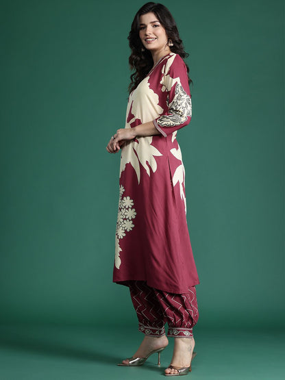 Floral Printed Sequinned Kurta with Salwar