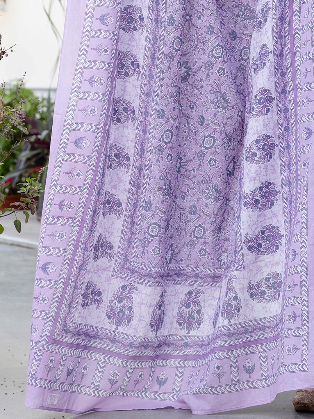 Dhiyona IE Floral Printed Panelled Square Neck Pure Cotton Kurta With Trousers & Dupatta