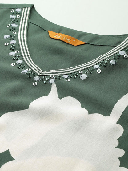 Dhiyona IE Floral Printed Sequinned Kurta with Salwar