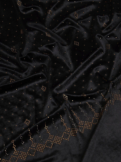 Dhiyona PA Embellished Beads & Stones Velvet Shawl