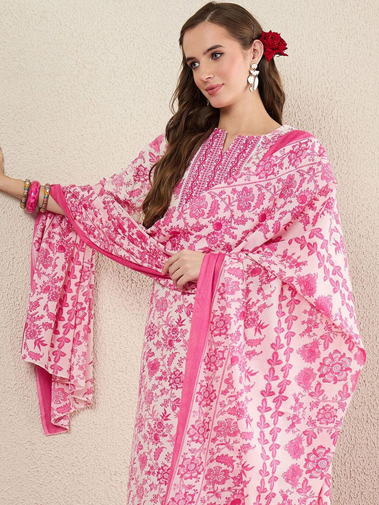 Dhiyona IE Women Floral Printed Kurta with Trousers & Dupatta