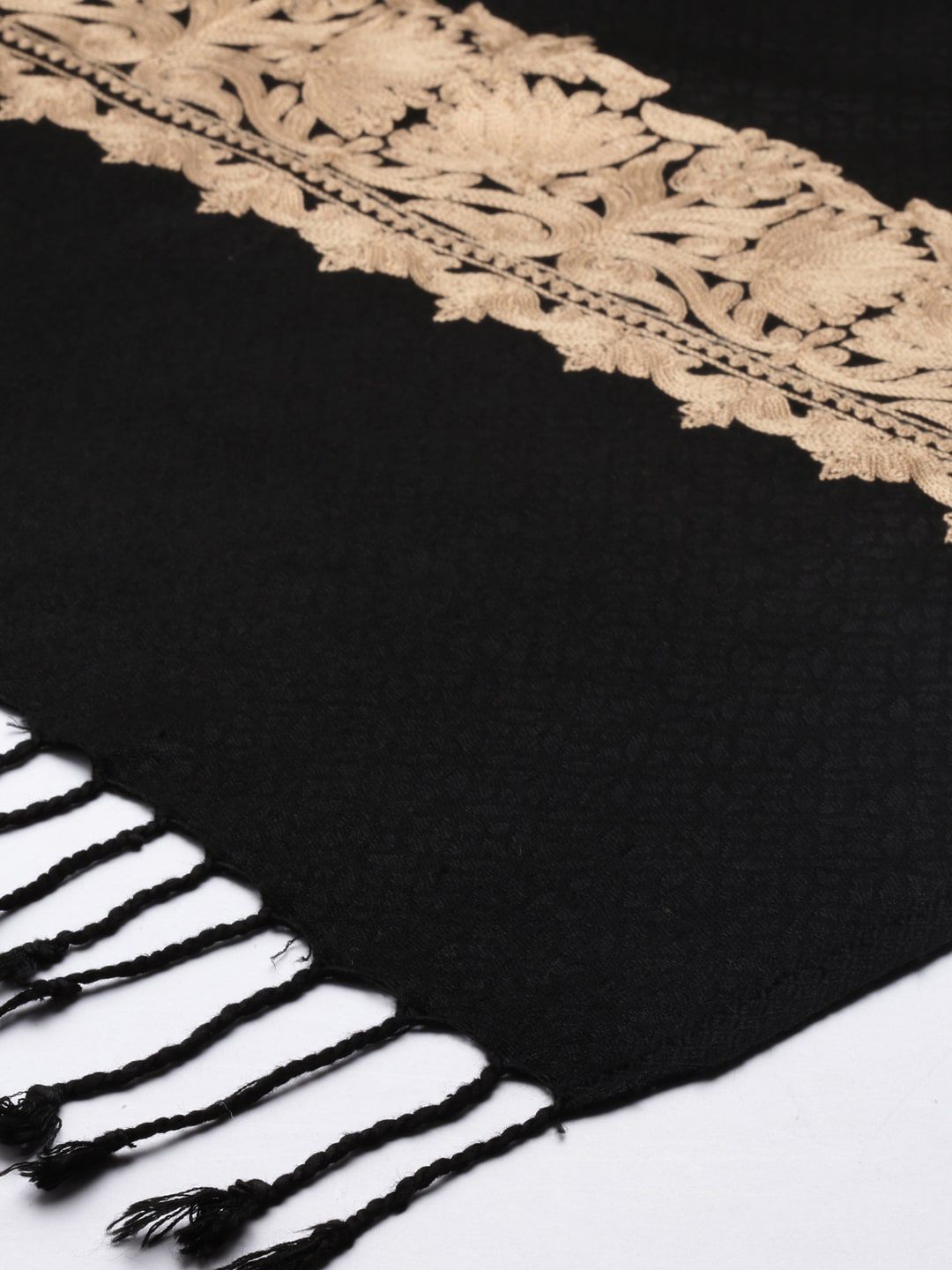 Dhiyona PA Women Black & Silver Embroidered Shawl