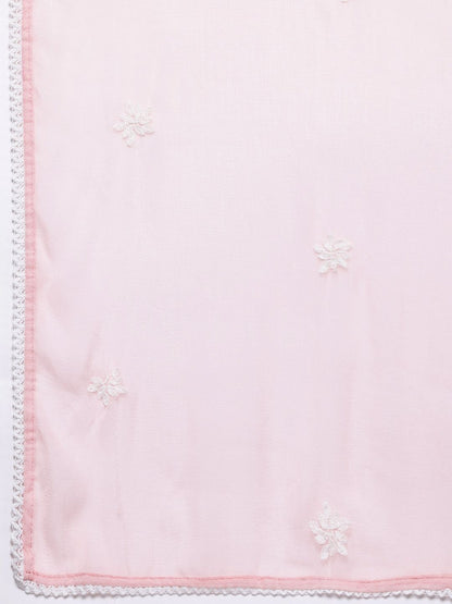 Dhiyona VA Women's Floral Embroidered Chikankari Pure Cotton Kurta with Trousers & Dupatta