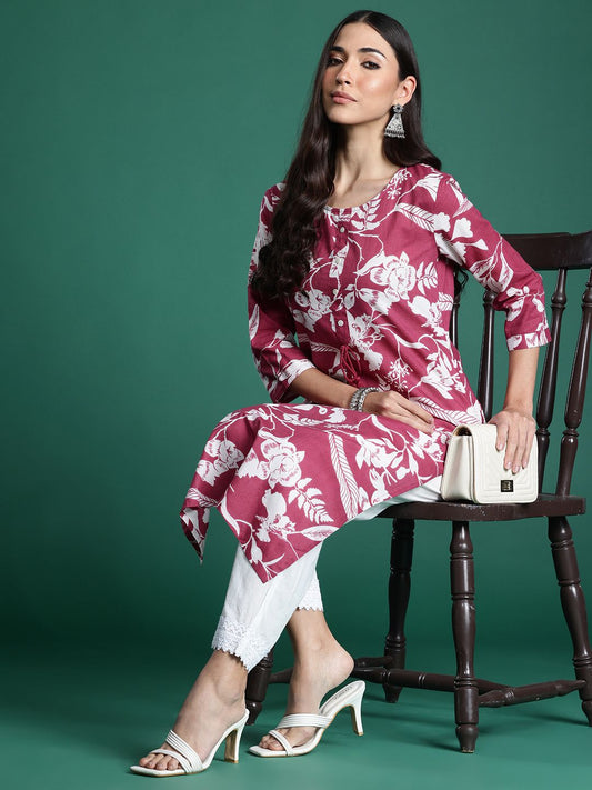 Dhiyona IE Floral Printed Pure Cotton Kurta