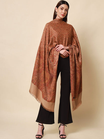 Dhiyona PA Women Brown & Beige Woven-Design Shawl