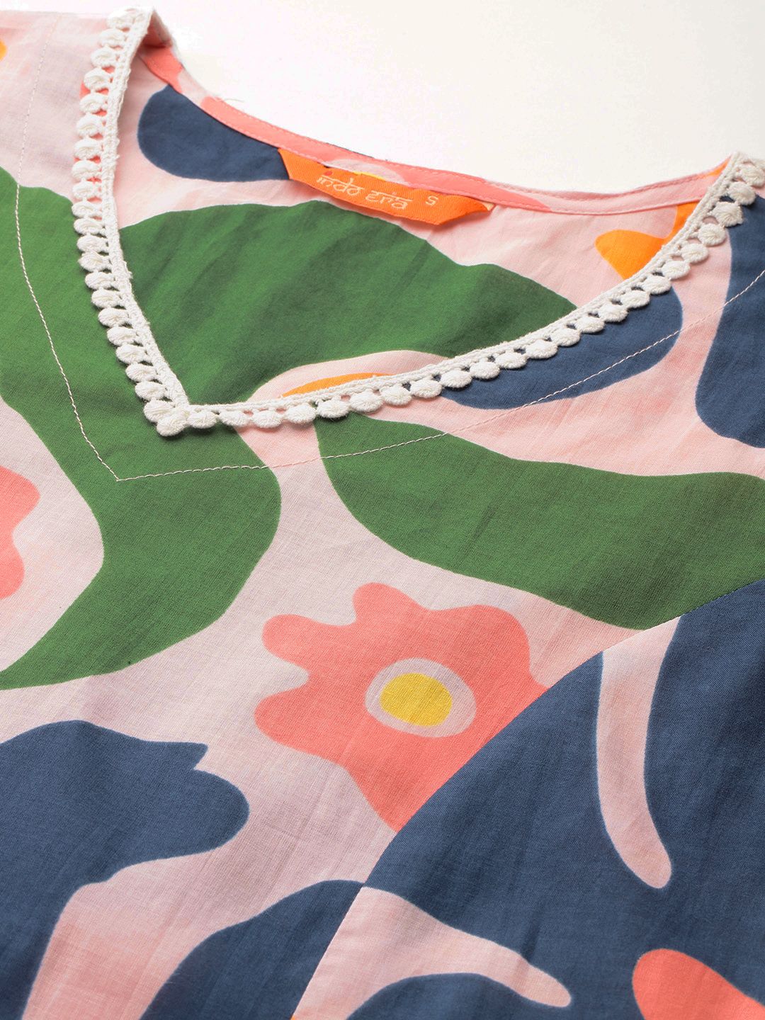 Floral Printed Panelled Pure Cotton Kurta with Trousers