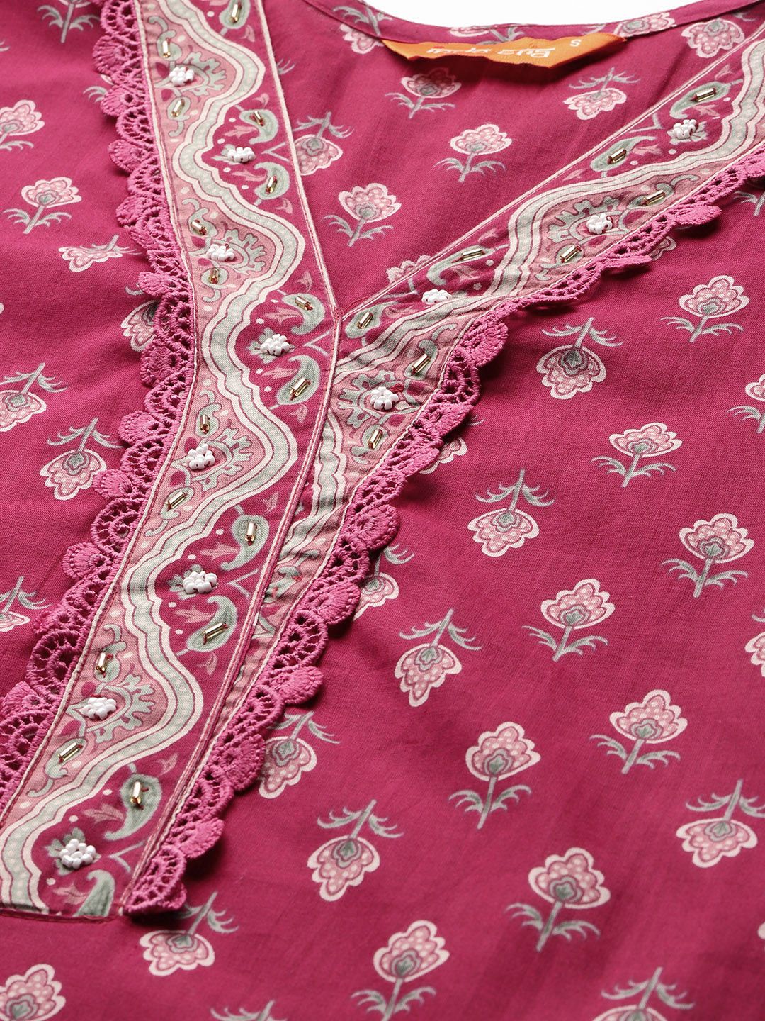 Dhiyona IE Women Floral Printed Regular Pure Cotton Kurta with Salwar & With Dupatta