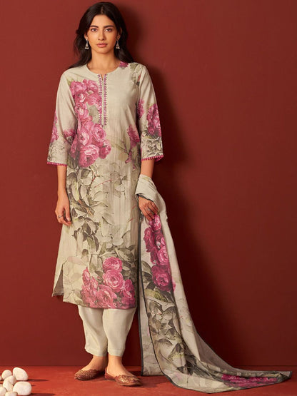 Dhiyona IE Women Floral Printed Kurta with Trousers & Dupatta