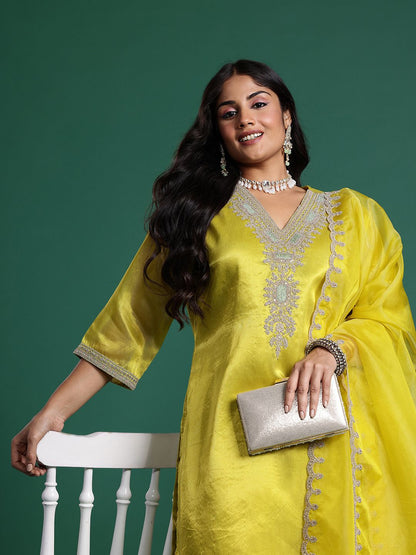 Dhiyona IE Embroidered Kurta with Trousers & Dupatta