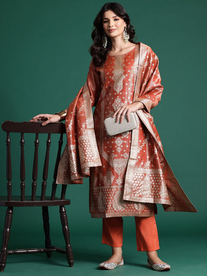 Women Ethnic Motifs Zari Kurta with Trousers & With Dupatta