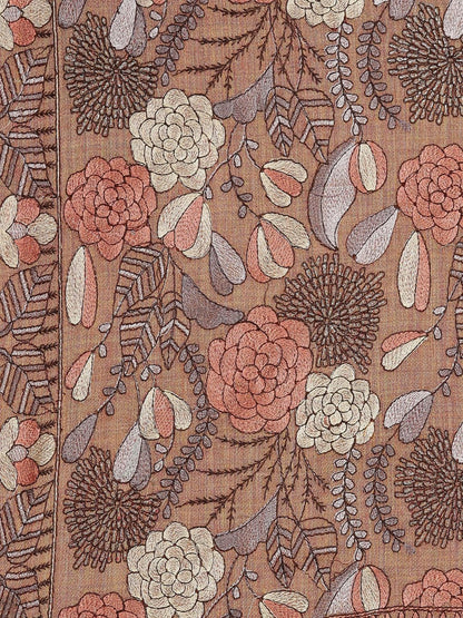 Dhiyona PA Women Beige & Grey Embroidered Woolen Shawl