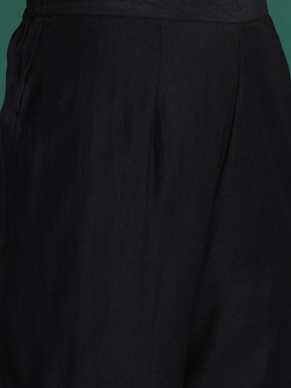 Yoke Design Zari Liva Kurta With Trousers & Dupatta