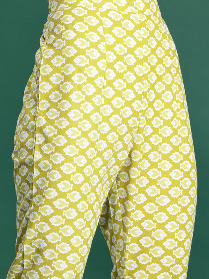 Floral Printed Regular Pure Cotton Kurta with Trousers & With Dupatta