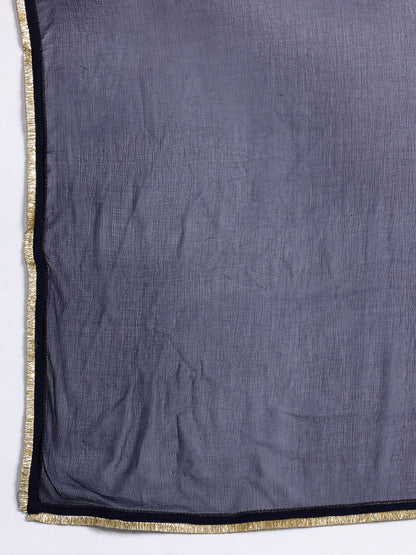 Dhiyona IE Ethnic Motifs Regular Sequinned Kurta with Trousers & With Dupatta