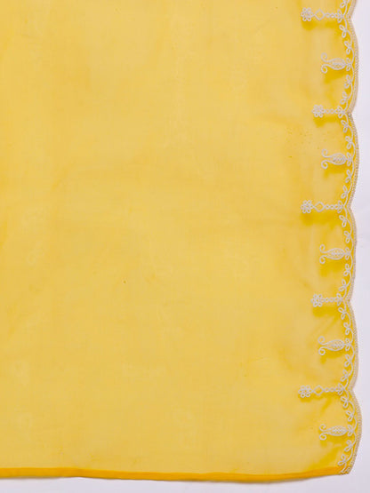 Women Floral Embroidered Thread Work Liva Kurta with Trousers & With Dupatta