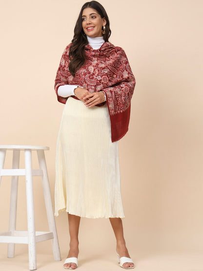 Dhiyona PA Floral Embroidered Woolen Shawl