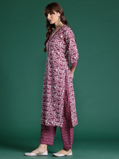 Dhiyona IE Paisley Printed Pure Cotton Kurta with Trousers