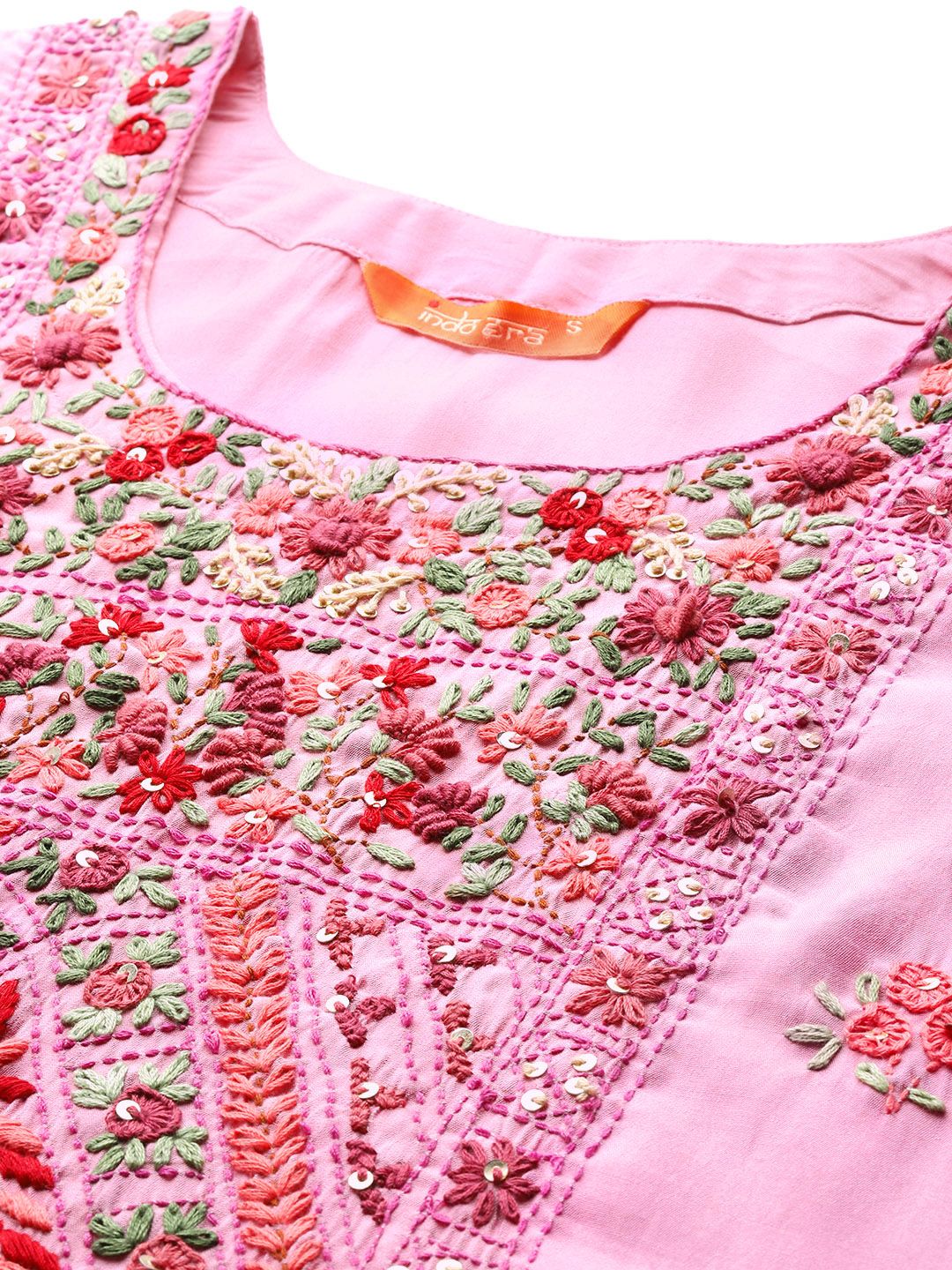 Floral Embroidered Kurta with Trousers & Dupatta