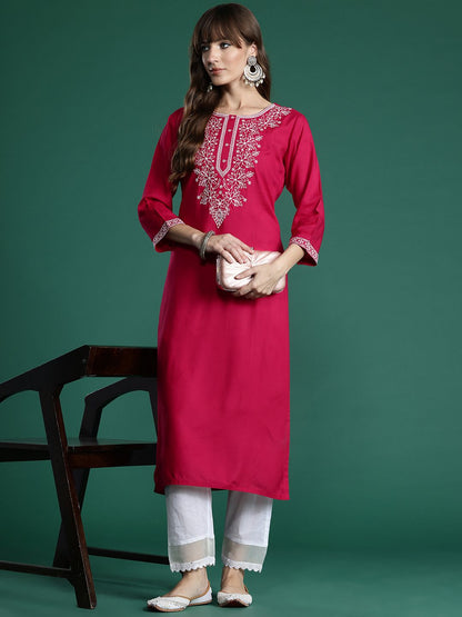 Dhiyona IE Floral Embroidered Thread Work Kurta
