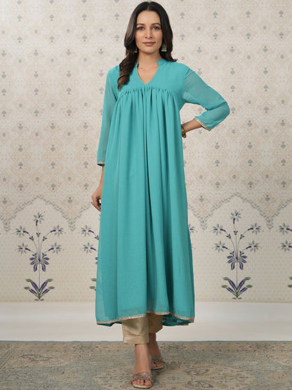 Dhiyona OD  Mandarin Collar A-Line Kurta