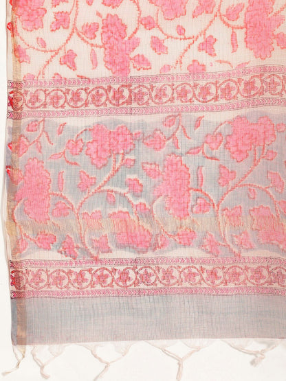 Dhiyona PD Women Women Pink Pleated Pure Cotton Rozana Kurta Set
