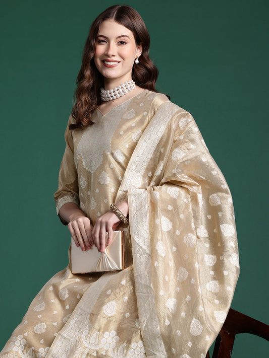 Dhiyona IE Woven Design Kurta With Trousers & Dupatta