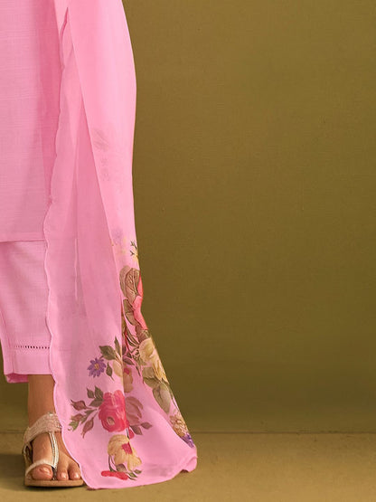 Women Floral Embroidered Regular Thread Work Kurta with Trousers & With Dupatta