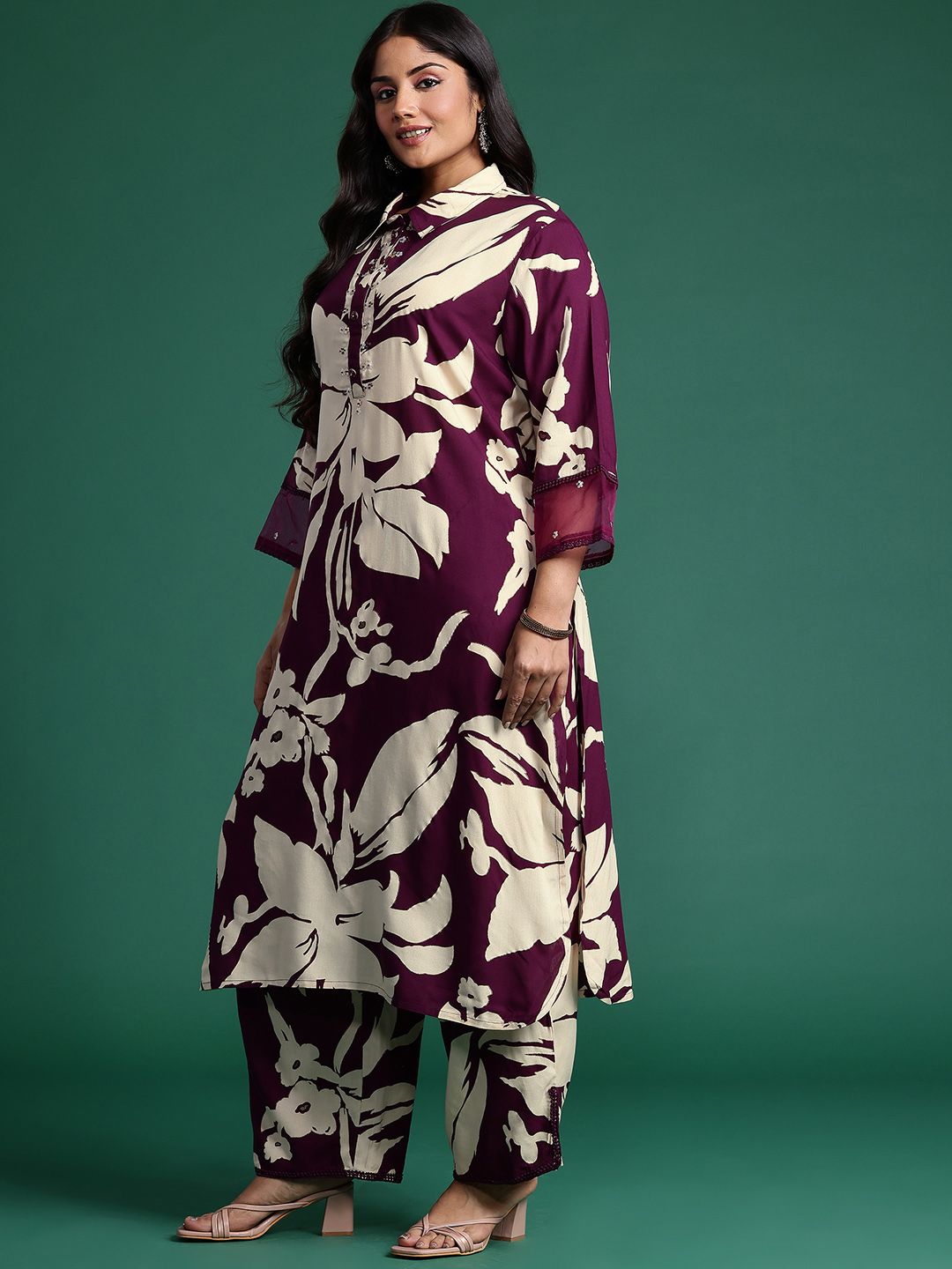 Dhiyona IE Floral Printed Kurta with Trousers & Dupatta