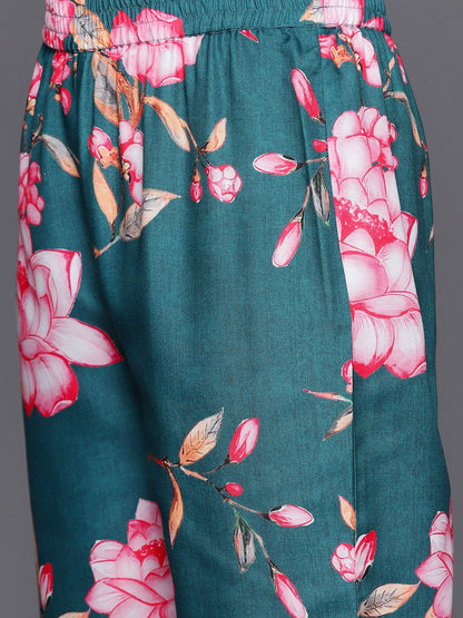 Dhiyona VA Women's Floral Printed Regular Gotta Patti Kurta with Trousers & Dupatta