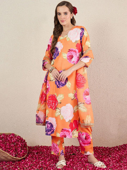 Women Floral Printed Kurta with Trousers & Dupatta