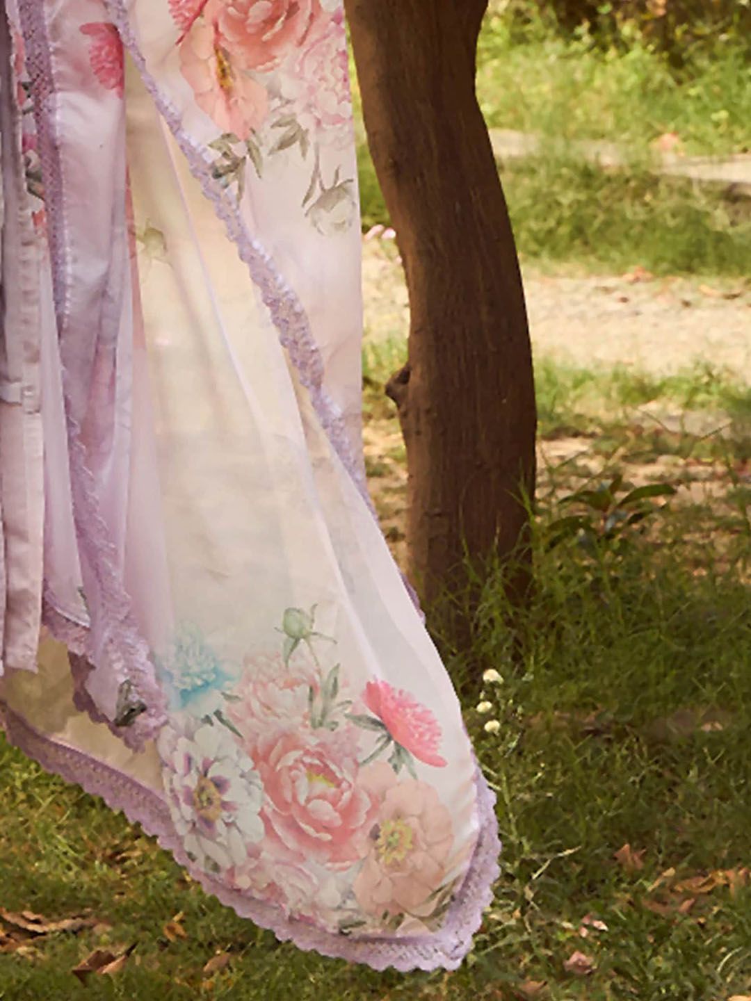 Floral Embroidered Straight Kurta With Trousers & Dupatta