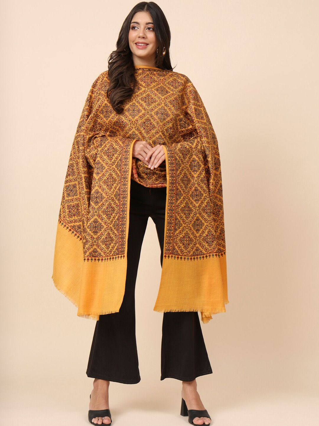 Dhiyona PA Floral Embroidered Pure Wool Shawl