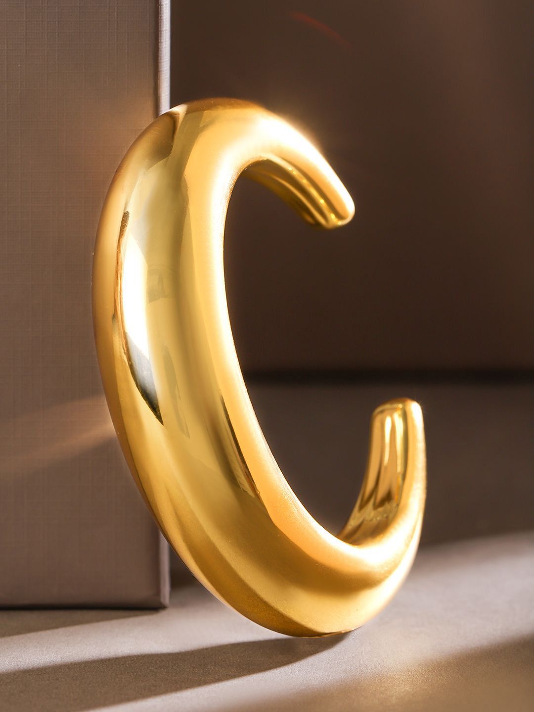 Dhiyona RJ Women's 18K Gold Plated Sculptural Cuff Bangle Modern Bold Bracelet